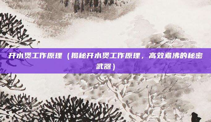 开水煲工作原理（揭秘开水煲工作原理，高效煮沸的秘密武器）