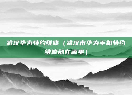 武汉华为特约维修（武汉市华为手机特约维修部在哪里）