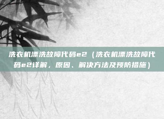洗衣机漂洗故障代码e2（洗衣机漂洗故障代码e2详解，原因、解决方法及预防措施）