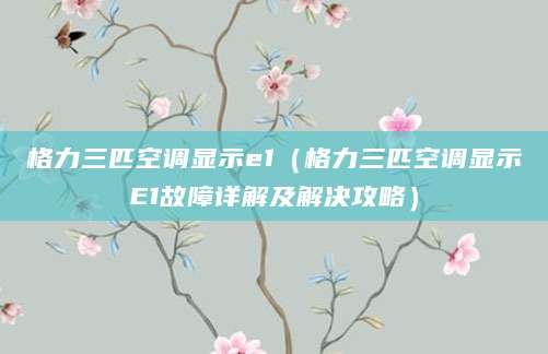 格力三匹空调显示e1（格力三匹空调显示E1故障详解及解决攻略）