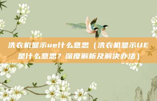 洗衣机显示ue什么意思（洗衣机显示UE是什么意思？深度解析及解决办法）