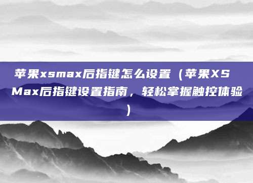 苹果xsmax后指键怎么设置（苹果XS Max后指键设置指南，轻松掌握触控体验）