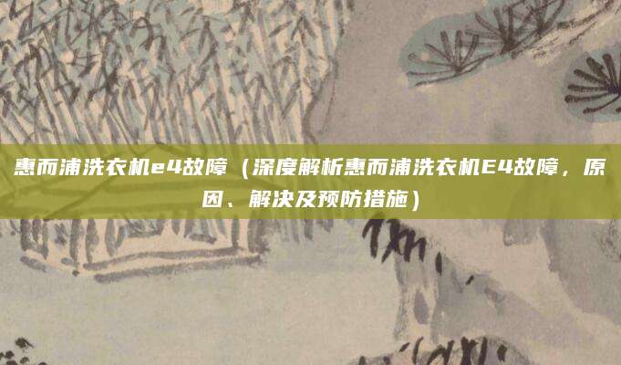 惠而浦洗衣机e4故障（深度解析惠而浦洗衣机E4故障，原因、解决及预防措施）