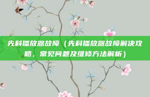 先科播放器故障（先科播放器故障解决攻略，常见问题及维修方法解析）