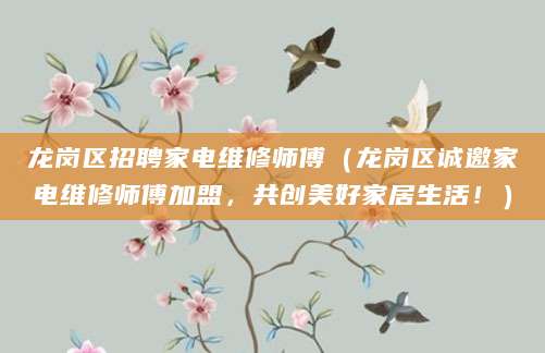 龙岗区招聘家电维修师傅（龙岗区诚邀家电维修师傅加盟，共创美好家居生活！）