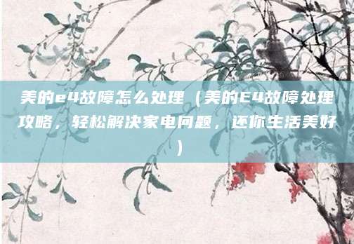 美的e4故障怎么处理（美的E4故障处理攻略，轻松解决家电问题，还你生活美好）