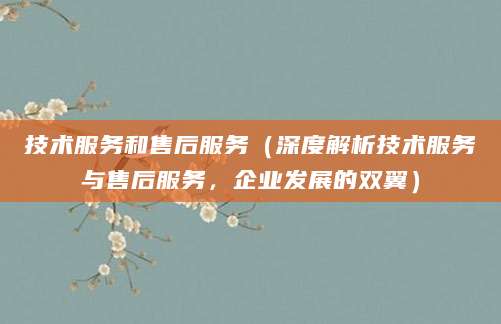 技术服务和售后服务（深度解析技术服务与售后服务，企业发展的双翼）