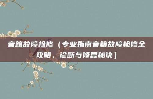 音箱故障检修（专业指南音箱故障检修全攻略，诊断与修复秘诀）