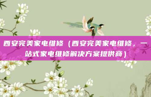 西安完美家电维修（西安完美家电维修，一站式家电维修解决方案提供商）