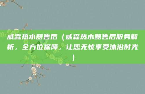 威森热水器售后（威森热水器售后服务解析，全方位保障，让您无忧享受沐浴时光）