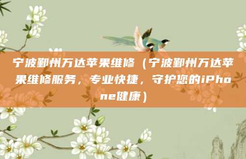宁波鄞州万达苹果维修（宁波鄞州万达苹果维修服务，专业快捷，守护您的iPhone健康）