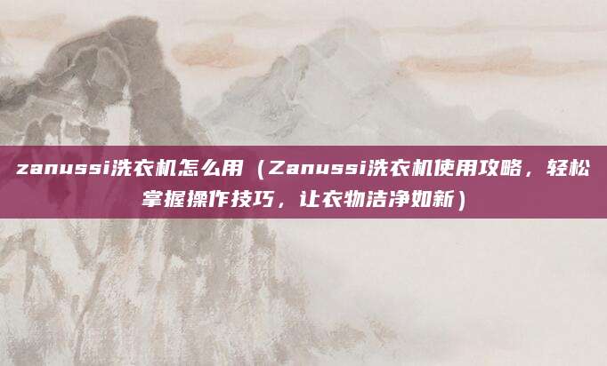 zanussi洗衣机怎么用（Zanussi洗衣机使用攻略，轻松掌握操作技巧，让衣物洁净如新）