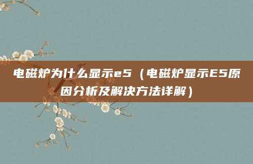 电磁炉为什么显示e5（电磁炉显示E5原因分析及解决方法详解）