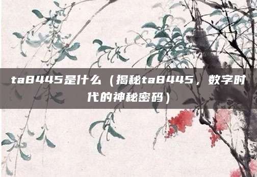 ta8445是什么（揭秘ta8445，数字时代的神秘密码）