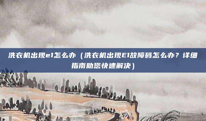 洗衣机出现e1怎么办（洗衣机出现E1故障码怎么办？详细指南助您快速解决）