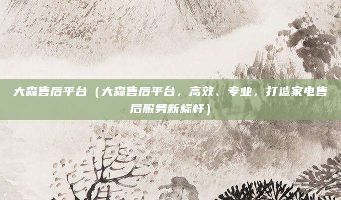 大森售后平台（大森售后平台，高效、专业，打造家电售后服务新标杆）