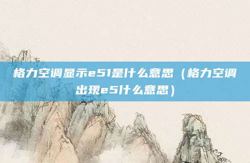 格力空调显示e51是什么意思（格力空调出现e5什么意思）