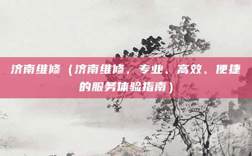 济南维修（济南维修，专业、高效、便捷的服务体验指南）