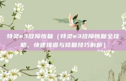 特灵e3故障恢复（特灵e3故障恢复全攻略，快速排查与修复技巧解析）