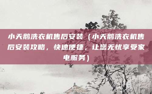 小天鹅洗衣机售后安装（小天鹅洗衣机售后安装攻略，快速便捷，让您无忧享受家电服务）