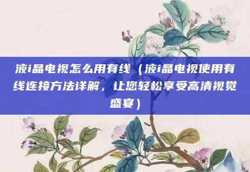 液i晶电视怎么用有线(液i晶电视使用有线连接方法详解,让您轻松享受高清视觉盛宴)