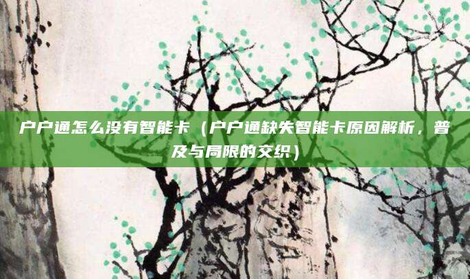 户户通怎么没有智能卡（户户通缺失智能卡原因解析，普及与局限的交织）