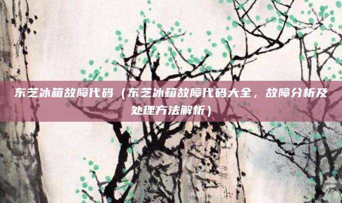 东芝冰箱故障代码（东芝冰箱故障代码大全，故障分析及处理方法解析）