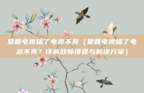 夏普电视插了电源不亮（夏普电视插了电源不亮？详解故障排查与解决方案）