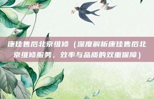 康佳售后北京维修（深度解析康佳售后北京维修服务，效率与品质的双重保障）
