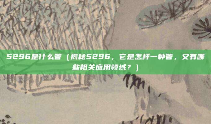 5296是什么管（揭秘5296，它是怎样一种管，又有哪些相关应用领域？）