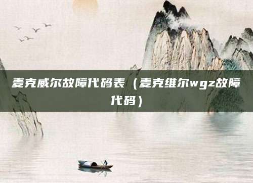 麦克威尔故障代码表(麦克维尔wgz故障代码)