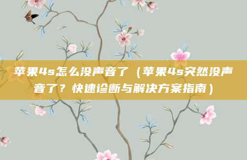 苹果4s怎么没声音了（苹果4s突然没声音了？快速诊断与解决方案指南）