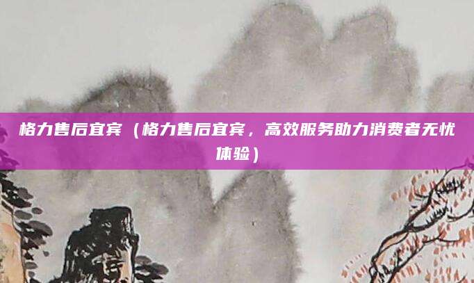 格力售后宜宾（格力售后宜宾，高效服务助力消费者无忧体验）