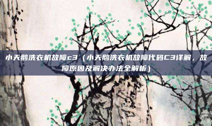 小天鹅洗衣机故障c3（小天鹅洗衣机故障代码C3详解，故障原因及解决办法全解析）