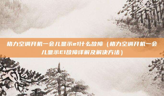 格力空调开机一会儿显示e1什么故障（格力空调开机一会儿显示E1故障详解及解决方法）