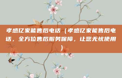 孝感亿家能售后电话（孝感亿家能售后电话，全方位售后服务保障，让您无忧使用）