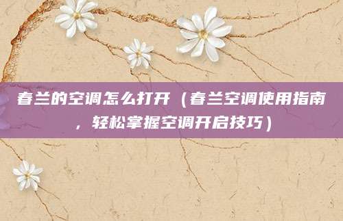 春兰的空调怎么打开（春兰空调使用指南，轻松掌握空调开启技巧）
