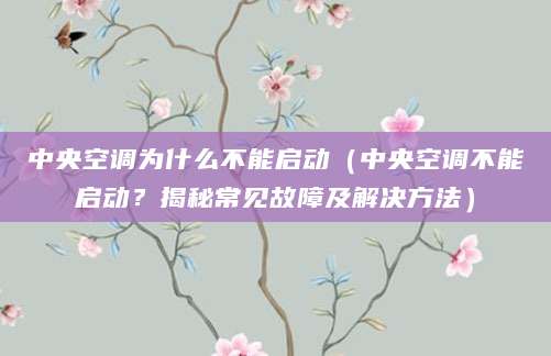 中央空调为什么不能启动（中央空调不能启动？揭秘常见故障及解决方法）