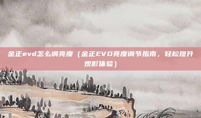 金正evd怎么调亮度（金正EVD亮度调节指南，轻松提升观影体验）