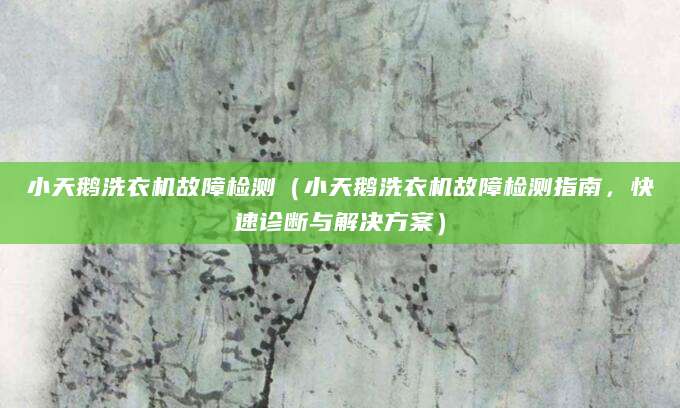 小天鹅洗衣机故障检测（小天鹅洗衣机故障检测指南，快速诊断与解决方案）