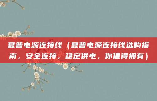 夏普电源连接线（夏普电源连接线选购指南，安全连接，稳定供电，你值得拥有）