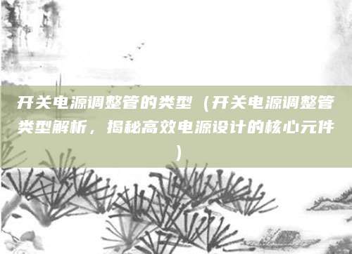 开关电源调整管的类型（开关电源调整管类型解析，揭秘高效电源设计的核心元件）