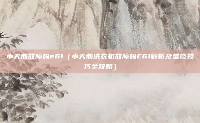 小天鹅故障码e61（小天鹅洗衣机故障码E61解析及维修技巧全攻略）