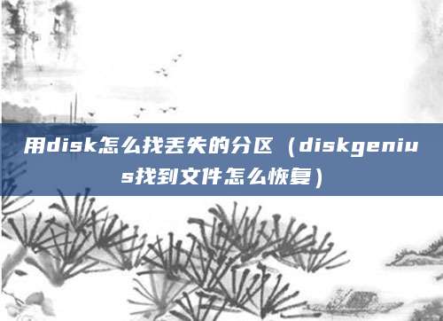 用disk怎么找丢失的分区（diskgenius找到文件怎么恢复）