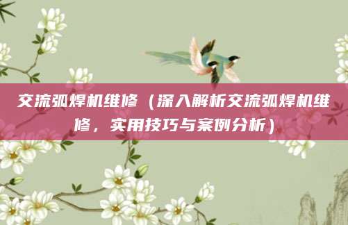 交流弧焊机维修（深入解析交流弧焊机维修，实用技巧与案例分析）