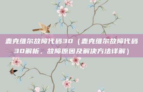 麦克维尔故障代码30（麦克维尔故障代码30解析，故障原因及解决方法详解）