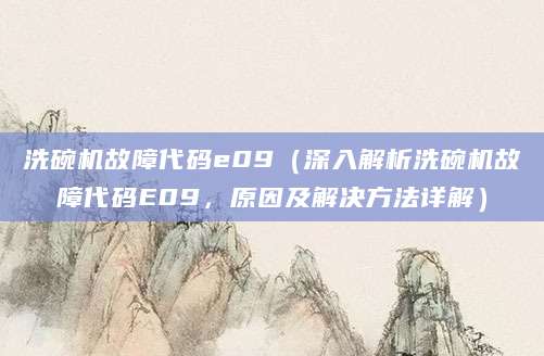 洗碗机故障代码e09（深入解析洗碗机故障代码E09，原因及解决方法详解）