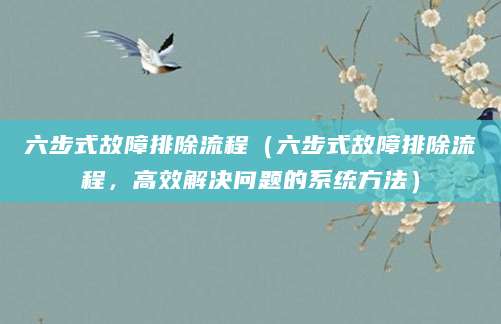 六步式故障排除流程（六步式故障排除流程，高效解决问题的系统方法）