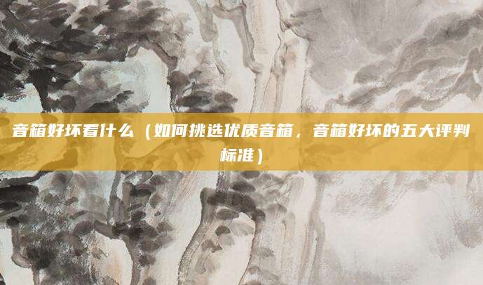音箱好坏看什么（如何挑选优质音箱，音箱好坏的五大评判标准）