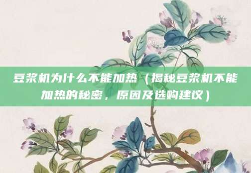 豆浆机为什么不能加热（揭秘豆浆机不能加热的秘密，原因及选购建议）